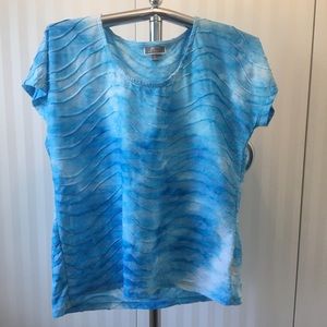 JM Collection blue ruffled t-shirt Size L